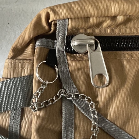 Tan and Gray Belt Bag with Durable Fabric and Metal Accents - Picture 4 of 9